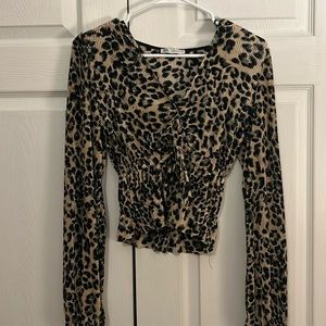 Cheetah print stretch long sleeve shirt